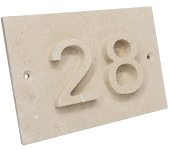 Numero Civico in Pietra Leccese con Numero in Rilievo 110×160 mm – Design Semplice ed Elegante per Esterni, Artigianale