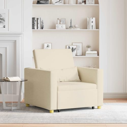 kithwjll Ausziehbare Schlafcouch Einzel Creme, 90x165x87 cm Stoff, mit Rollen, 3-in-1 Schlafsofa für Wohnzimmer, Gästezimmer