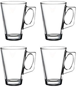 Pasabahce 55201 - Juego de 4 vasos de té con asa para té, latte macchiato, café irlandés, ponche, vino caliente, chocolate caliente