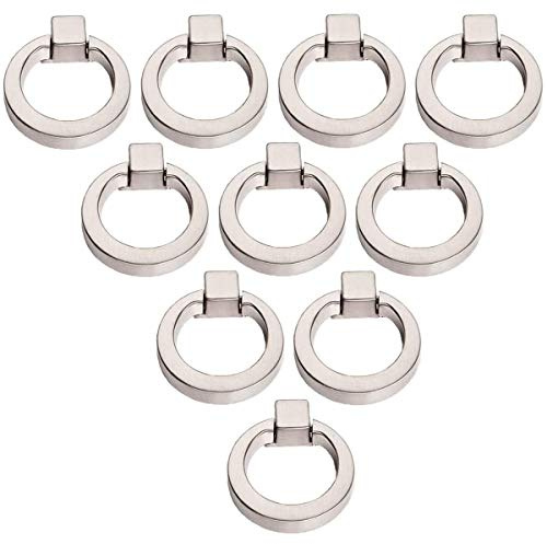 Creatwls 10pcs Cabinet Drawer Ring Handles Vintage Round Zinc Alloy Drop Handle Knob Dresser Wardrobe Cupboard Pulls Kitchen Cabinet Door Knobs - Brushed