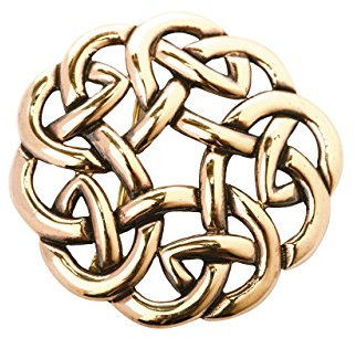 WINDALF Große Celtic Fibel ARKIAN Ø 5.2 cm Knotenmuster Bohemia Brosche Vintage Schalnadel Bronze
