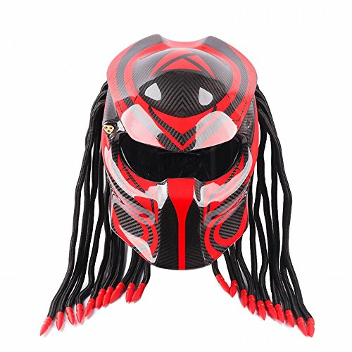 GUO Motorrad Persönlichkeit Helm Predator Krieger Carbon Fiber Helm,B,XL