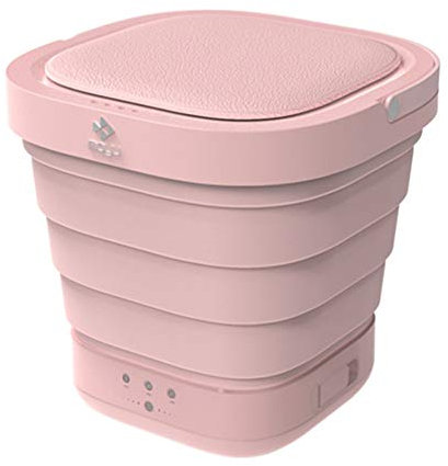 DjfLight Mini Lavatrice Portatile Pieghevole, Secchio Viaggio Automatico a casa Tour autonomo Biancheria Intima Lavatrice e asciugatrice Pieghevoli,Pink