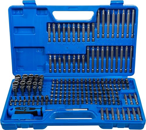 BGS 20103 | Universal-/Sicherheits-Bits | Antrieb 6,3 mm (1/4) | 208-tlg. | Außensechskant | Bits 25, 50, 75 mm | Steckschlüssel-Einsätze | Drehgriff, Magnet-Bithalter | Zollgrößen