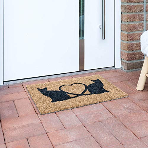 Andiamo Felpudo con Estampado de Coco - Alfombrilla para Exterior con Parte Trasera Antideslizante - 40 x 60 cm Diseño de Gatos