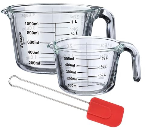 Westmark Set 2tlg., Messkannen 0,5 l und 1 l , mehrsprachige Messskalen, Kunststoff, Gerda, 306422E6, Klar