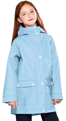 SOLOCOTE Veste de pluie pour enfants avec capuche imperméable et coupe-vent sac à dos en caoutchouc doublé pour filles et garçons