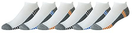 Amazon Essentials Men's Low Cut Tab Socks – Performance Zone, Comfortable Cushion Athletic, 6 Pairs, White, 7-11
