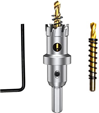 ASNOMY 21mm Punta per sega a tazza con punta in carburo di tungsteno, per metalli duri, sega a tazza T.C.T, con 2 punte per trapano pilota in titanio, per metallo, acciaio, ferro, legno