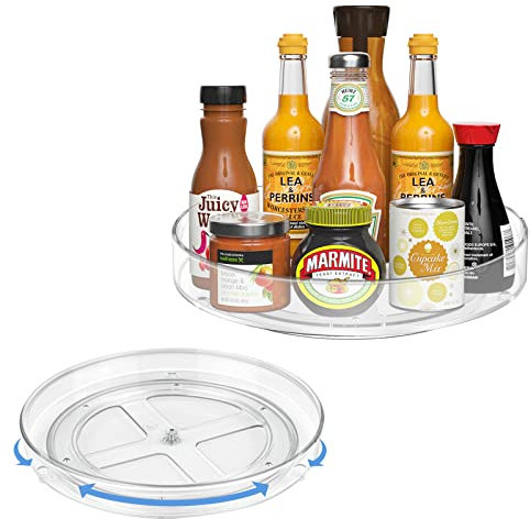 2 Pack Drehteller Kühlschrank Organizer – Lazy Susan Drehscheibe Kühlschrank Rund Organizer Drehteller, Speisekammer, Kühlschrank und Make-up-Organizer (27cm+23cm)
