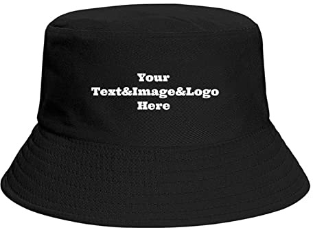 Custom Fisherman Hats Your Text & Image & Logo Here Angelmütze Wärmetransfer gedruckt Schwarz, Schwarz , One size