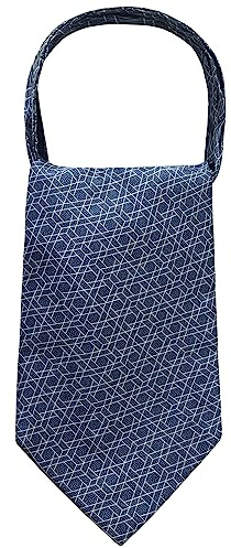 WANYING herr slipsscarf ascotslips halsduk Cravat Ties halsduk klassisk retro chic för gentleman – geometriskt mönster mörkblå, B16 geometriskt mönster mörkblå, 15 × 114 cm