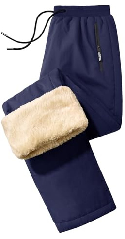 UMIPUBO Pantaloni da Jogging Uomo Pantaloni Tuta in PileInvernali Jogger Sportivi Termici Lunghi Pantaloni con Tasche Caldo Elastico Vita con Coulisse Trousers Corsa Sci (Marina Militare, XXL)