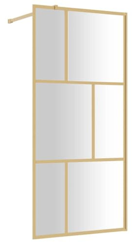 vidaXL Parete per Doccia Walk-in Vetro Trasparente ESG 80x195 cm Oro