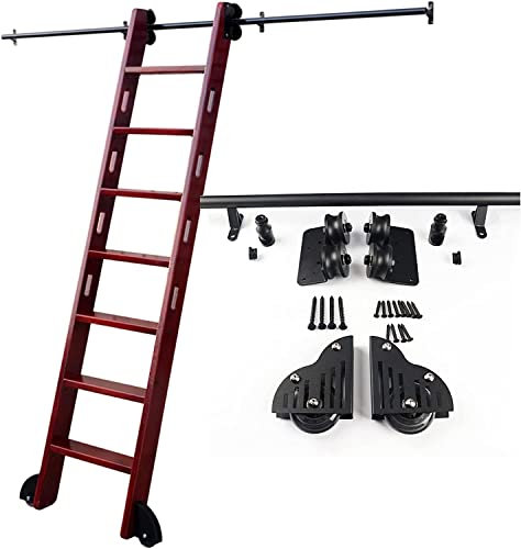 SZITW Rollende Bibliotheksleiter, robuste Gleitschienen, Schiebeleiter, Schienenschienen-Hardware-Kit, Bibliotheksleiter, Mobile Leiterschienen-Kit, 2 m, 3 m, 4 m, 5 m, 6 m (Keine Leiter) (Größe: