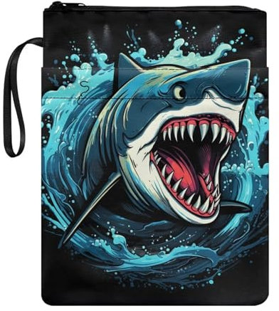 COEQINE Shark Buchhülle für Papaerback, Freizeit, Arbeit, Büro, tragbar, Buchschutz, Buchhülle mit Chaine für Reisen, Uni