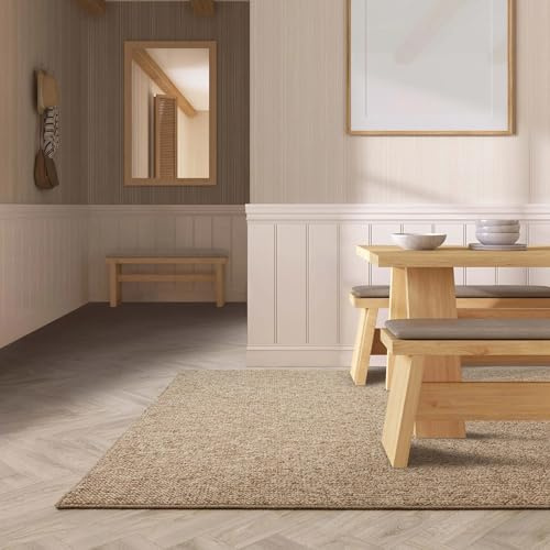 Lord of Rugs Washable Rug for Living Room, Bedroom, Kitchen, Kids Room Boden Modern Plain Bobble Loop Pile Textured Durable High Traffic Area Rug Sand Beige Large 160x230 cm (5'3x7'7)