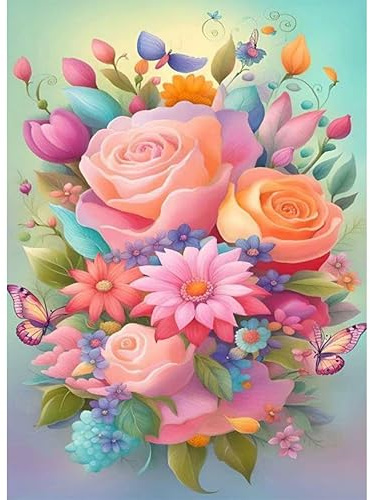 Yunruily Diamond Painting Set für Erwachsene Blumen-Diamond Painting Kits,5D Diamant Malerei Set,Blumen DIY Diamantmalerei Basteln Bilder Arts als Geschenk für Home Wand Décor 30x40cm