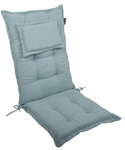 LILENO HOME Gartenstuhl Auflagen als [1er Set - Hochlehner] in Aqua | bequeme Liegen als Sitzauflagen für Gartenmöbel - Stuhlkissen für Gartenstühle und Klappstühle MAR