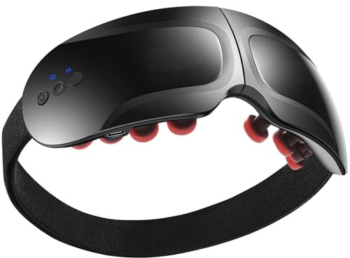 Fullicon Ultra Light Eye Massager with Heat & Vibration, Bluetooth Music, Heated Eye Mask for Puffy & Dry Eyes, Migraine Relief, Stress Relief & Relaxation, Gifts for Women & Men (Black)