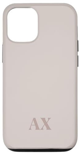 iPhone 13 Pro Initials AX Name Monogram A X Letter Lite Beige Ivory Tough Case