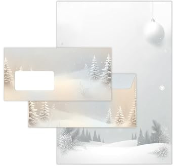 Briefpapier Weihnachten Weihnachtsbriefpapier mit Umschlag Umschlägen mit Fenster Weihnachtspapier A4 für Kunden (25 Blätter + 25 Umschläge)