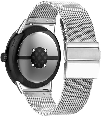 LanQii Metall Armband für Google Pixel Watch 4/3 41mm/Pixel Watch 2/1, Druckknopf Mesh Milanaise Armbänder Ersatzarmband - Silber