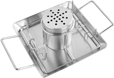 Dokeno Brathähnchen-Bräter aus Edelstahl,27,5 x 18,5 x 9 cm Hähnchenbräter Bierdose für Hähnchengrill,Grillzubehör für Barbecue,Grillrost Hähnchenständer für Grill im Freien,Ofen,mit 4 Gemüsespießen