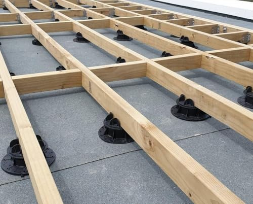 Heavy Duty Adjustable Decking Pedestal Riser 28–225mm for Timber 50mm & 40mm Joists Supports 1200kg Pack of 10pcs (Height 28mm to 36mm)