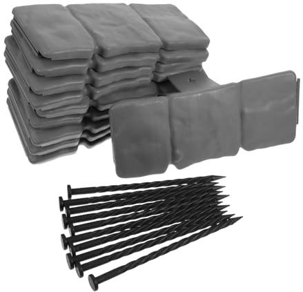 HANABASS 10pezzi Bordi Da Giardino Plastica Di Bordatura Decorativa Effetto Pietra Per Aiuole Facile Da Installare Con Chiodi Per e Prati