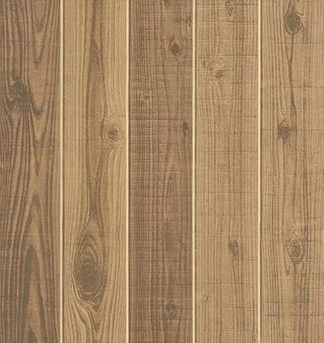Tinicor Wood Self Adhesive Wallpaper, Sticky Back Plastic Wood Effect Vinyl Wrap, Peel and Stick Waterproof Vintage Wallpaper, Decorative Kitchen Cabinet Wall Furniture, Light Brown 44cm X 300cm