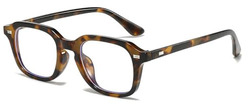 YAMEIZE Vintage Quadrato Occhiali Luce Blu Uomo Donna Retrò Occhiali Anti Luce Blu Occhiali Filtro Luce Blu Occhiali (Leopardo Chiaro)