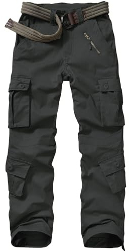 Jessie Kidden Pantalon cargo de combat pour femme - Camouflage camouflage - Pantalon de travail tactique militaire, gris foncé, 44