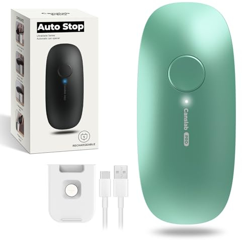 Canslab Ultrablade PRO Auto Stop Can Opener - Rechargeable Electric Can Opener for Kitchen for Seniors with Arthritis - One Touch Side Cut Opener, Smooth Edge, Handfree, Wall Mounted Small Size, Green | Automatic Can Opener for Seniors with Arthritis, Handsfree Side Cut with Smooth Edge, Cordless, Kitchen Wall Mountable, Green