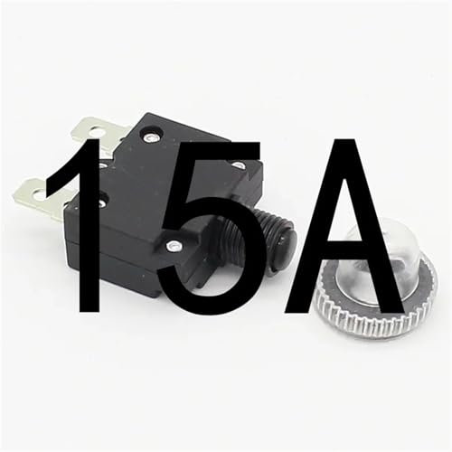 Interruttore termico di protezione da sovraccarico a pulsante 3A, 4A, 5A, 6A, 7A, 7,5A, 8A, 10A, 15A, 18A, 20A, 25A, 30A interruttore automatico + copertura impermeabile(15A)