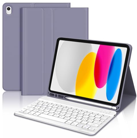 JADEMALL Custodia Tastiera per iPad A16 11 Generazione 2025/10 Generazione 2022 10.9, Italiano QWERTY-Layout Tastiera Bluetooth Staccabile Magnetica per iPad A16 11/10.9 Pollici, Viola