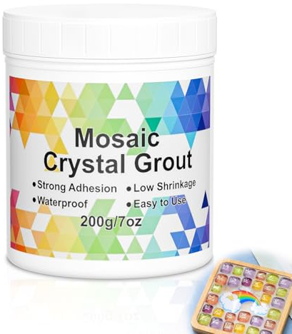 Mosaic Crystal Grout – Translucent Mosaic Grout Filler for Tiles Crafts, No Need to add Water, Essential for Handmade Art Glass Decor, & DIY Craft Projects (7.05oz)