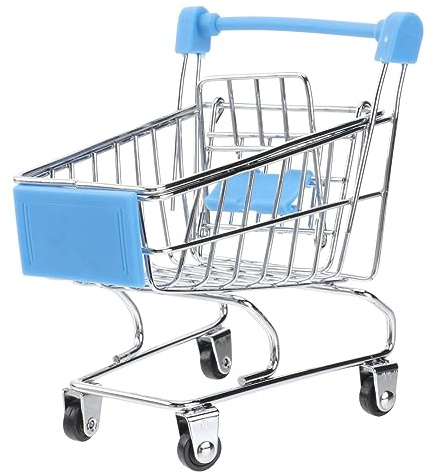 Yardwe Kleiner Einkaufswagen Metall Spielzeug Für Kinder Langlebiger Kleiner Handwagen in Himmelblau Kreativer Schreibtisch Organizer Und Geschenk