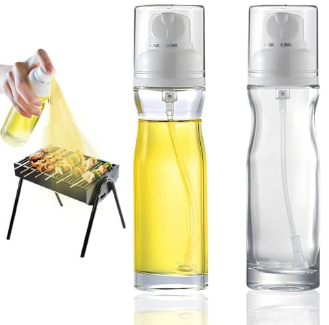 Shwdsy 2 Pezzi Spruzzatore Olio, Spruzza Olio Spray Cucina, 200ml Spray Olio per Friggitrice ad Aria, Oliera Spray Regolabile, Adatto per Olio D'oliva, Olio di Arachidi, Salsa di Soia, Aceto, Vino da