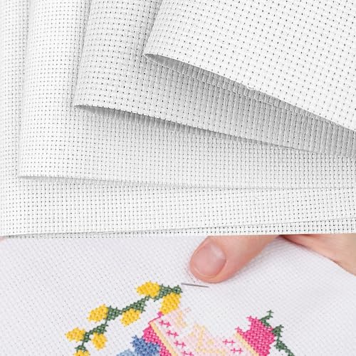 14 CT Kreuzstich Aida Stoff Weiß, 1,5 x 1 m Hochwertiger Kreuzstich Stoff 14 Count Baumwolle Stickerei für Näharbeit DIY Basteln Handwerk