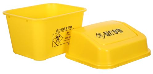 ERINGOGO Contenedor de Residuos Médicos de 5L Amarillo con Tapa Abatible Cubo de Basura de Plástico para Objetos Punzantes Adecuado para Uso Sanitario en Hogar Laboratorio y Oficina