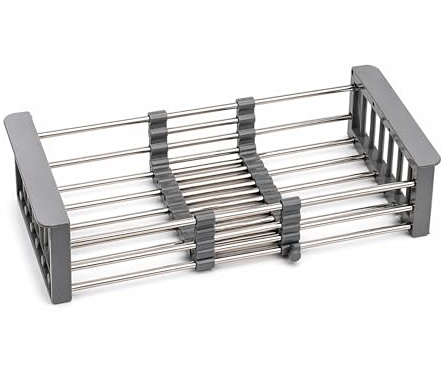 ZEEZONE Dish Drainer Rack Over The Sink, Expandable Stainless Steel Dish Drying Rack, Adjustable Sink Drainer Rack Kitchen Storage & Organisation, Kitchen Sink Organiser for Dishes, Vegetables, Fruits