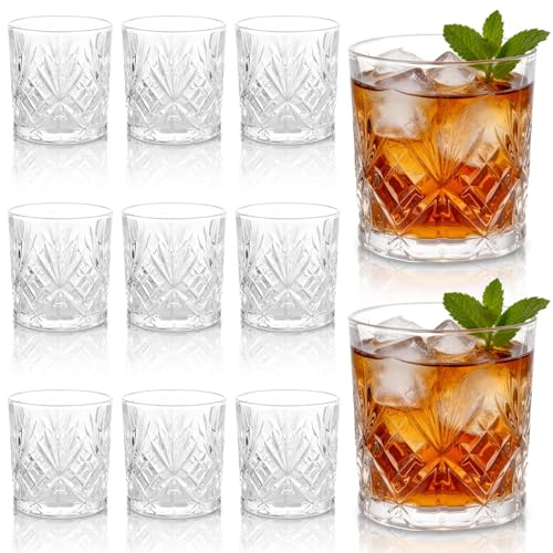 DAJAVE 12 Stück Nachtmann Noblesse Whiskybecher Set, Whiskyglas, Whisky Glas 300 ml, Whiskey Gläser 8.5 x 9 cm, Whiskey Glas Wiederverwendbar, Whiskygläser Spülmaschinenfest