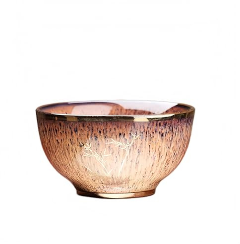 fjtxdygg Tazas de té de cerámica de estilo chino, tazas de té de estilo antiguo, juegos de té creativos con diseños de bambú y orquídeas (Golden Beauty Cup Bamboo)