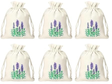 WEGLOK Lavendelsäckchen Leer zum Befüllen, 6 Stück, Lavendel Duftsäckchen Kleiderschrank, Lavendelbeutel mit Kordelzug, Duftsäckchen zum Entspannen und Schlafen, für Schmuck Gewürze
