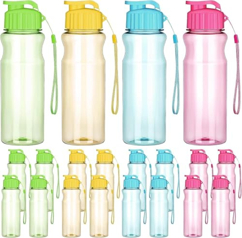 MALLOOM 20 Bouteilles d'Eau en Plastique pour Enfants – 500 ml – Lot de 20 – Gourdes Réutilisables avec Couvercle à Rabat, Étanches, Idéales pour Sport, Fête, École, Extérieur, Enfants et Adultes