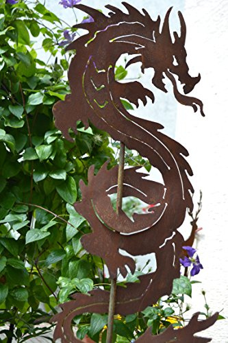 Gartenstecker - chinesischer Drache - außergewöhnlicher Metallstecker - Höhe 120 cm - Fabelwesen Drache-Gartendekoration - sehr gute Qualität