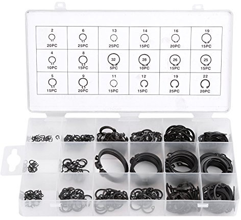 Garosa 300 Piezas Kit De Circlips Externos 2-32Mm, Anillos De Retención E-Clipconjunto De Surtido con Arandela De Clip Y Hebilla Dividida para Reparación Mecánica