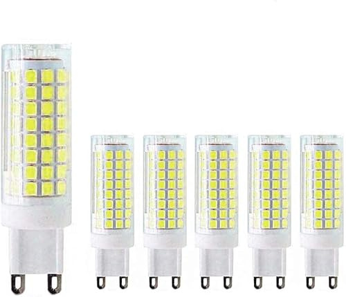 MaoTopCom G9 Led Light Bulb,10W Dimmable (100W Halogen Light Bulbs Equivalent),2 Pin Base102Pcs 2835SMD Chips,6000K Daylight White,1500Lumen Bi Pin Base JC Type Ceramic Body CRI>90+ 120V,6 Pack