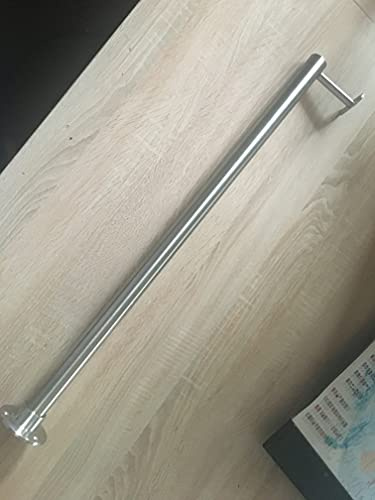 Voll Edelstahl 33 mm Geländerrohr Garderoben-Stange Schrankstange Kleider-Schrank mit Halterung Kleiderstange Wand-Montage Decken Montage mit Montage Schrauben und Dübel Made in Germany (50 cm)